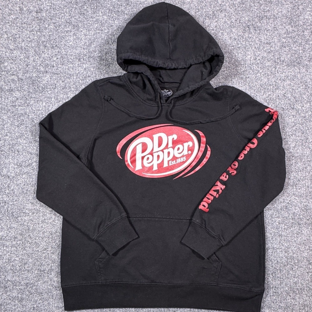 Dr Pepper Hoodie Mens XL Black Always One of a Kind Graphic Pullover Sweatshirt